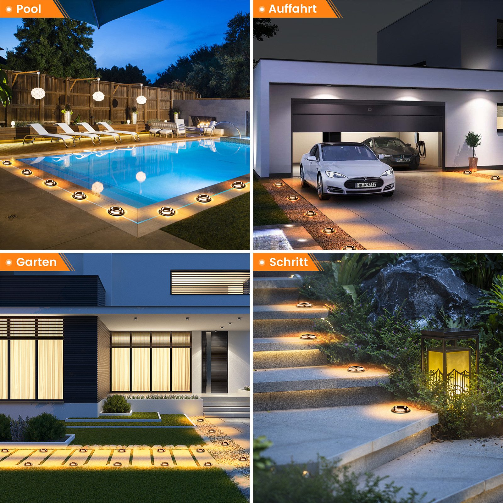Quntis LED Solarleuchte 4/8 Stück Solarlampen Außen/draußen, Dimmbar Gartenleuchte für Terasse, Solarbetrieben, Automatisches Ein/Aus, Langlebige LEDs, LED fest – Bild 5 von 5