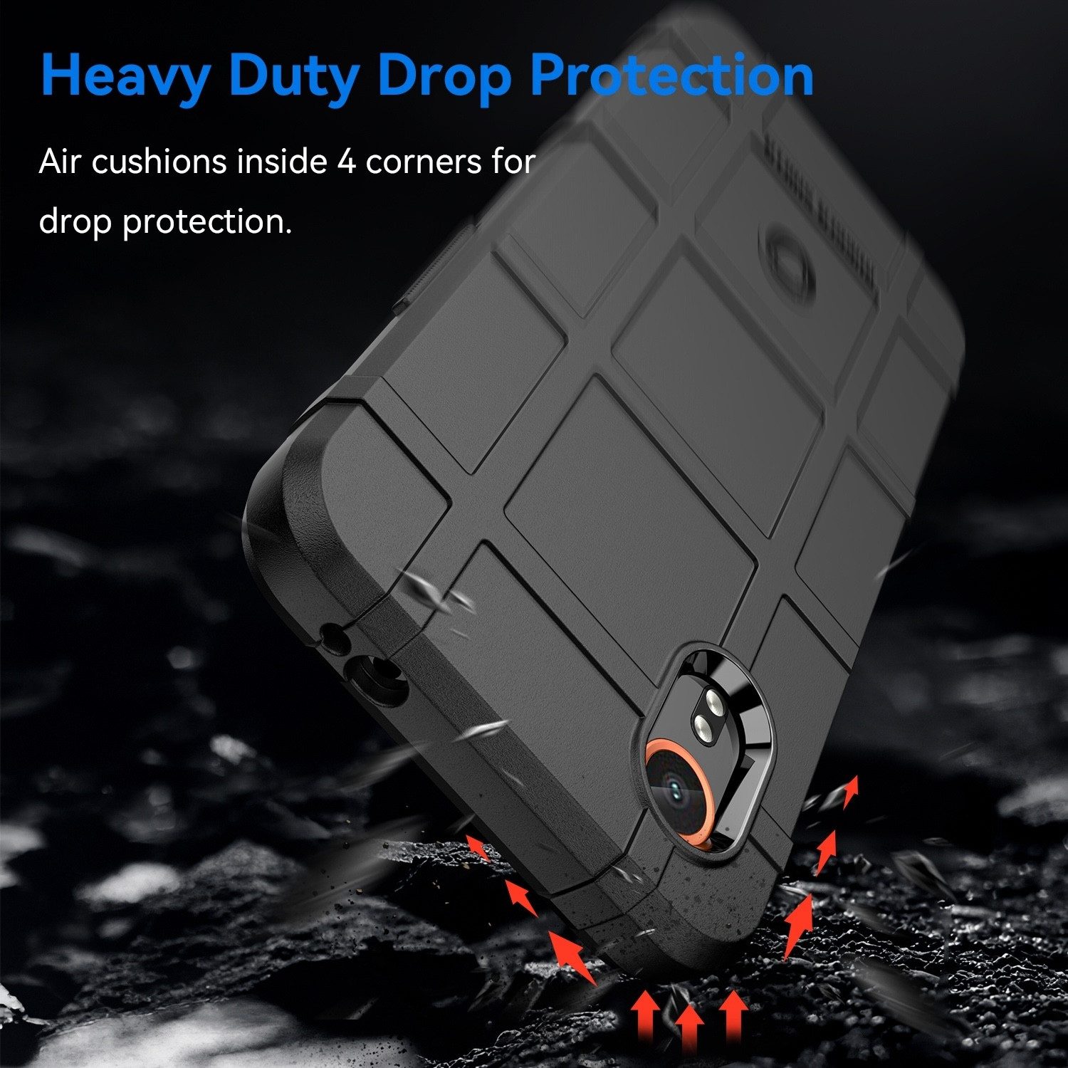 Wigento Handyhülle Für Samsung Galaxy XCover 7 Rugged Shield Schock TPU Hülle Schwarz