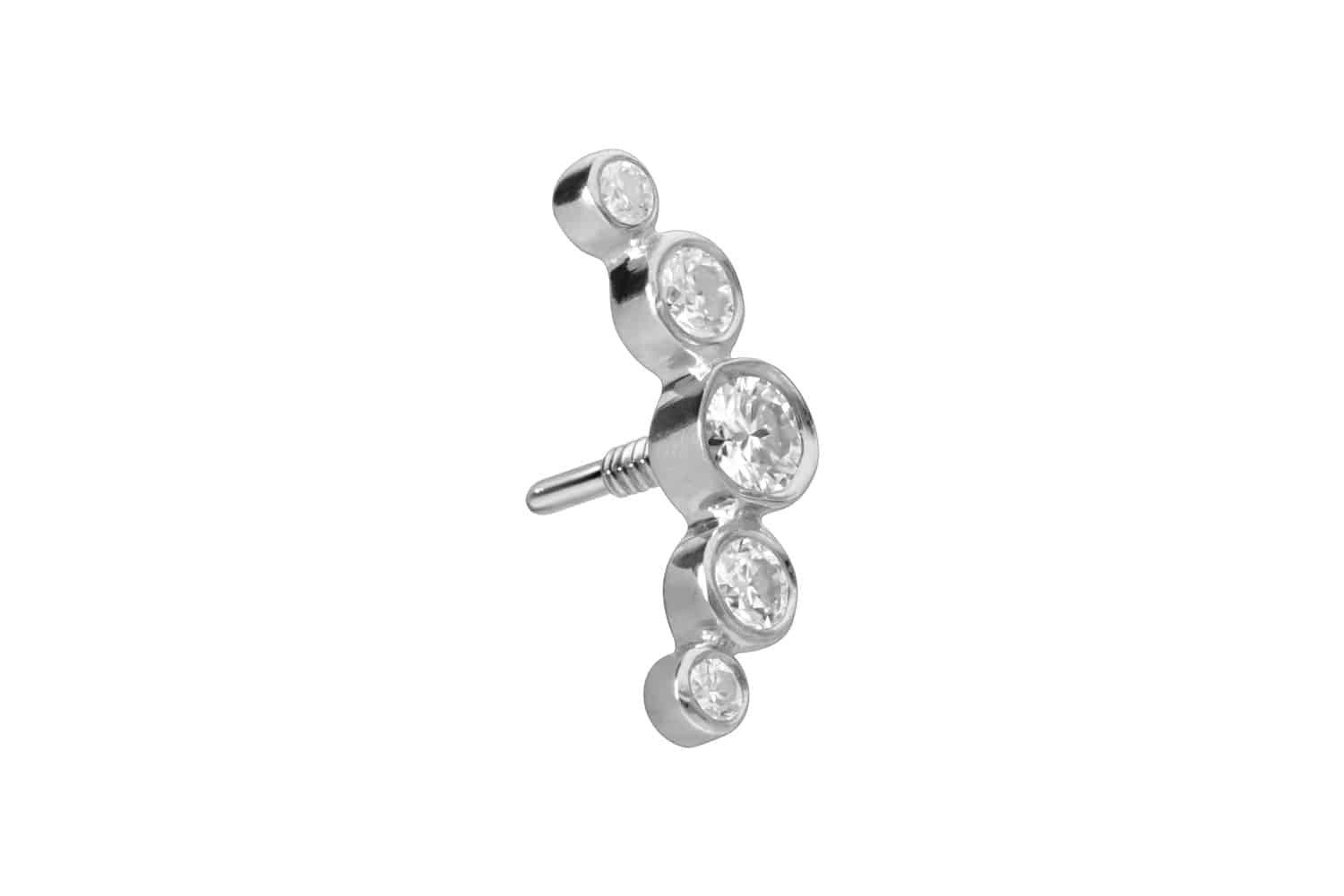 Piercing-Set 14 Karat Gold Schraubaufsatz mit Außengewinde MOISSANIT-BOGEN