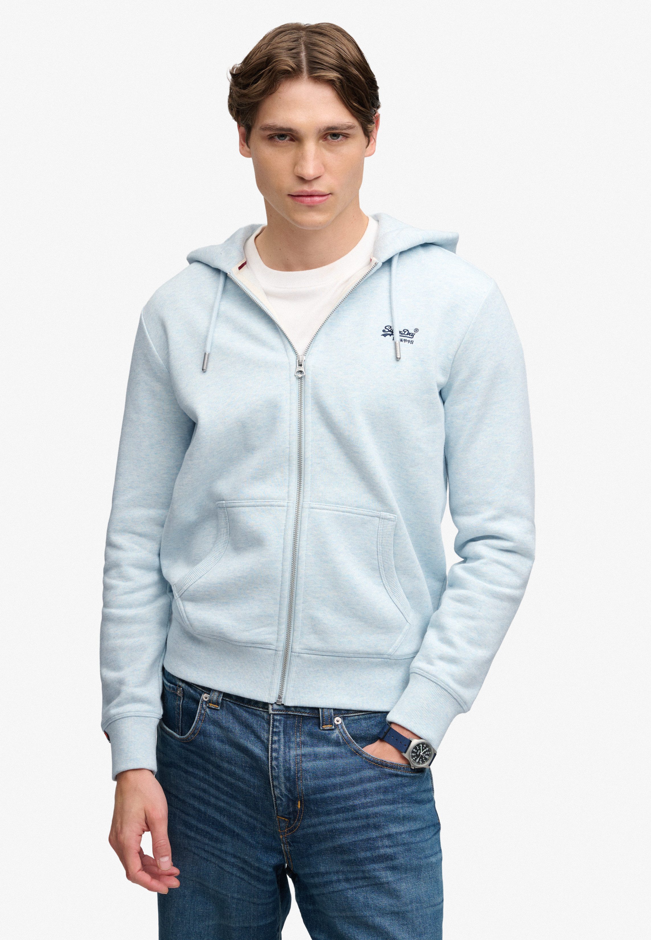 Superdry Kapuzensweatjacke ESSENTIAL LOGO ZIP HOODIE HB Baumwollmischung, slim fit