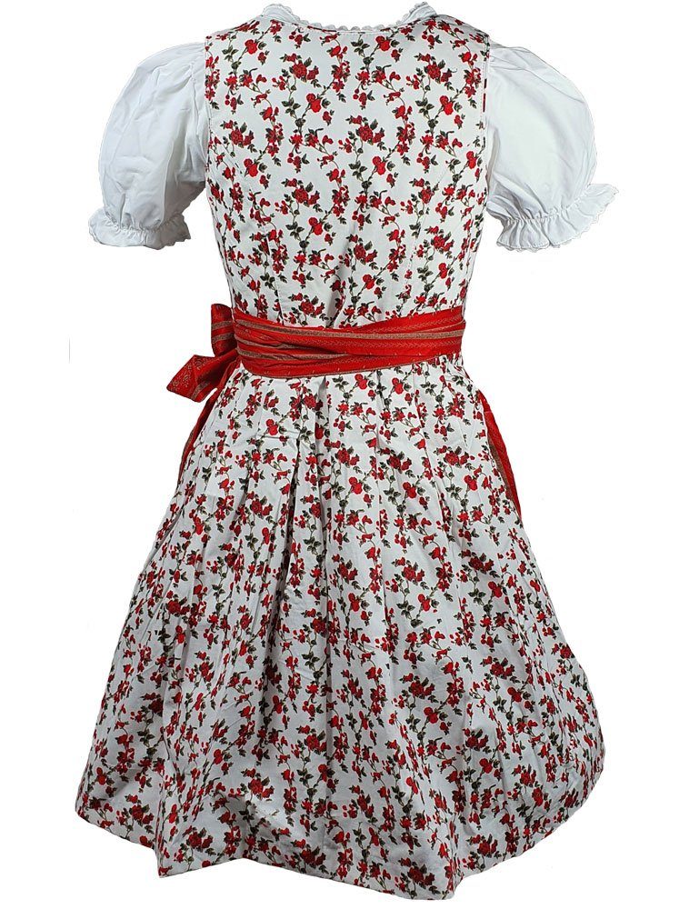 Kinder Rot, Trachtenkleid Blümchendesign mit Mädchen Kleid Weiß Bluse "Elli" Maddox / mit Dirndl - (3-tlg)