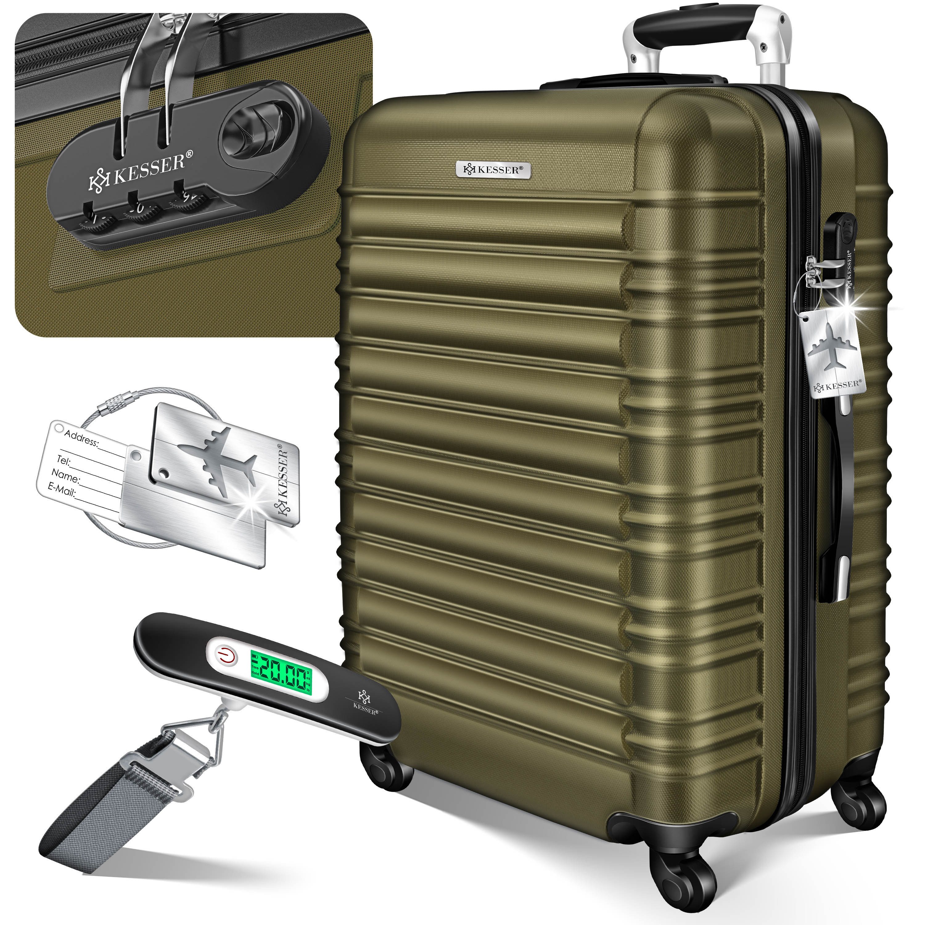KESSER Hartschalen-Trolley Reisekoffer 84L Koffer Inkl. Kofferwaage + Gepäckanhänger, 4 Rollen, Rollkoffer ABS-Hartschale mit 4 Rollen, Zahlenschloss & Teleskopgriff