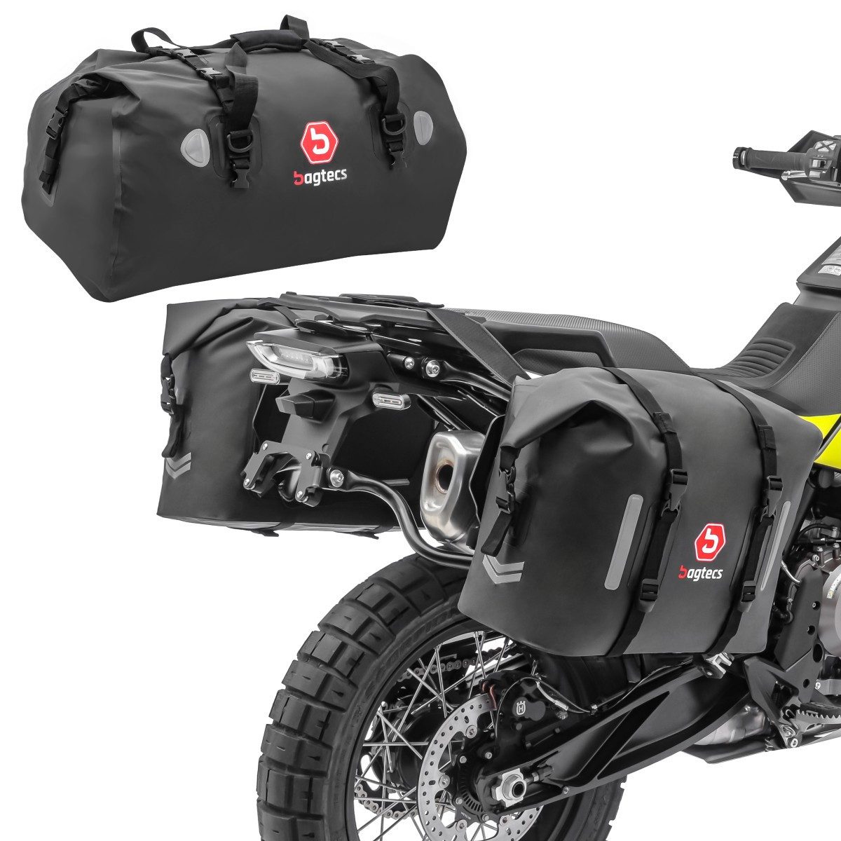 Reisetasche Motorrad Satteltaschen mit Hecktasche # WP8 + XF80 Drybag 140 Liter
