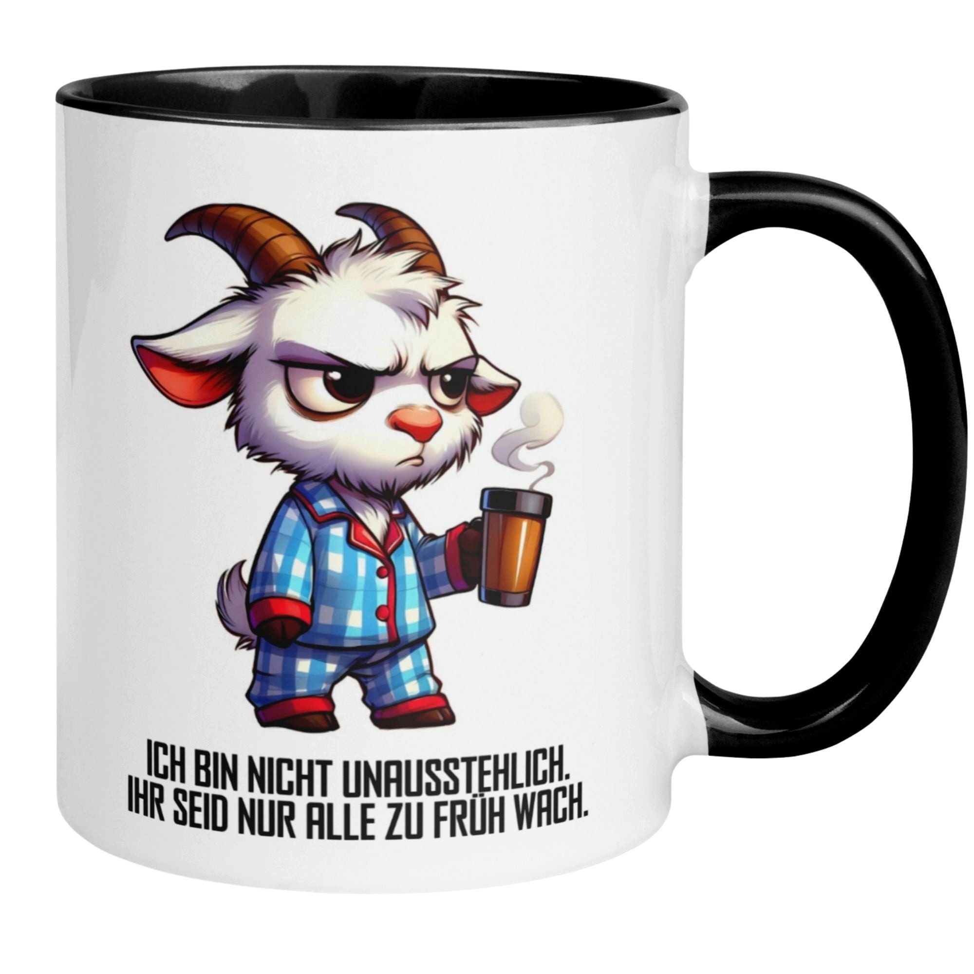 Momentals Tasse Ziege – „Ich bin nicht unausstehlich“ – lustiges Morgenmuffel Geschenk, Gratis Versand · Links-&Rechtshänder · Spülmaschinenfest