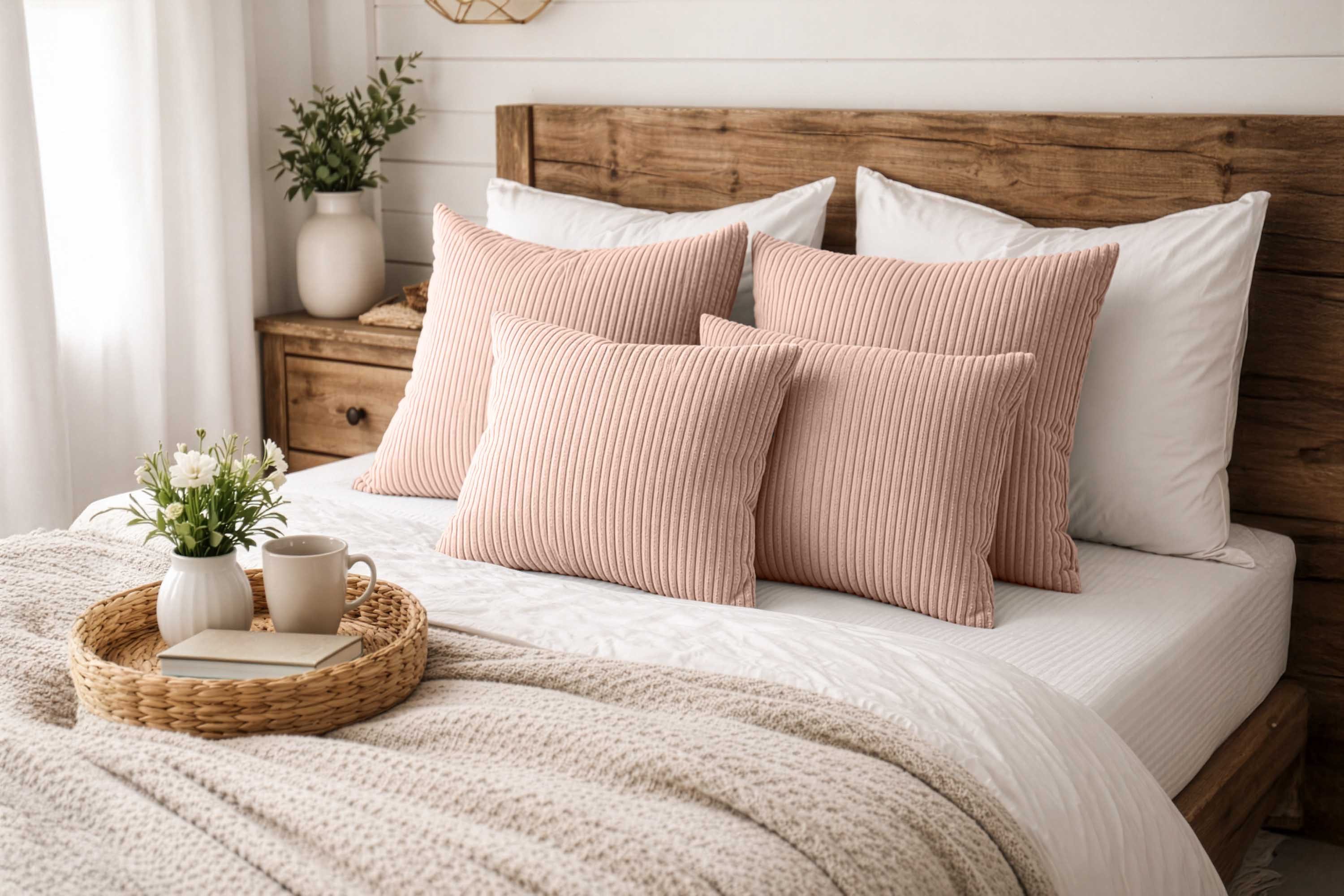 Amilian Dekokissen Sofakissen 4er Set mit Füllung - 2x 45x45 + 2x 35x45 cm, Hotelverschluss, waschbar, formstabil