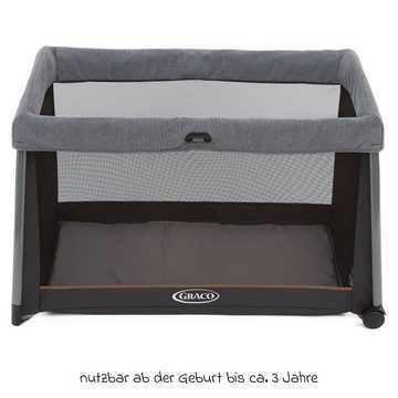 Graco Baby-Reisebett FoldLite - Shadow, Kinder Reisebett ab Geburt - 3 Jahre mit Rollen & Tasche - faltbar