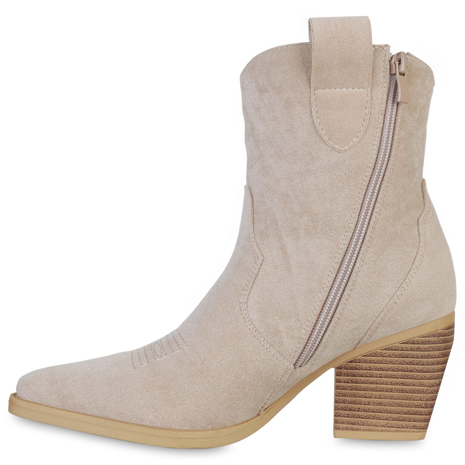 VAN HILL 837779 Cowboy Boots Damen Stiefeletten Cowboy Boots Trichterabsatz günstig online kaufen