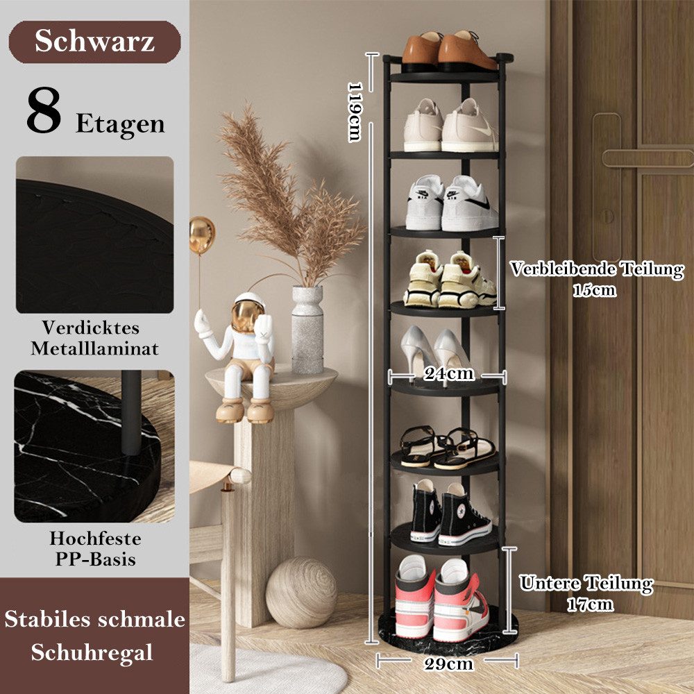 NUODWELL Schuhregal Vertikales Schuhregal, 8-stöckige freistehende schmales günstig online kaufen