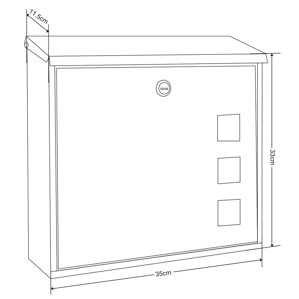 Briefkasten Wandbriefkasten Schwarz Wandmontage Postkasten V2Aox Stahl V2Aox Wandbriefkasten