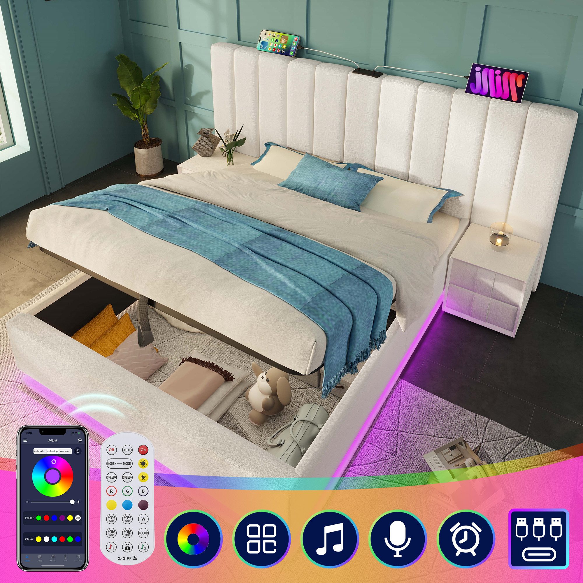 STILVORA Polsterbett Bettgestell 160×200 Funktionsbett Doppelbett günstig online kaufen