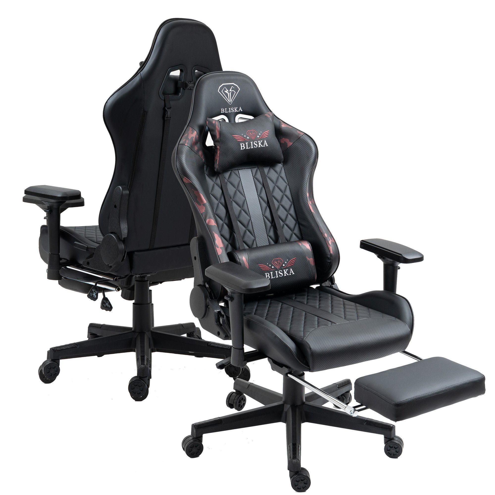 TRISENS Chefsessel Harold (1 Stück), Gaming Stuhl mit Fußstütze und 4D-Armlehnen Bürostuhl im Racing-Design