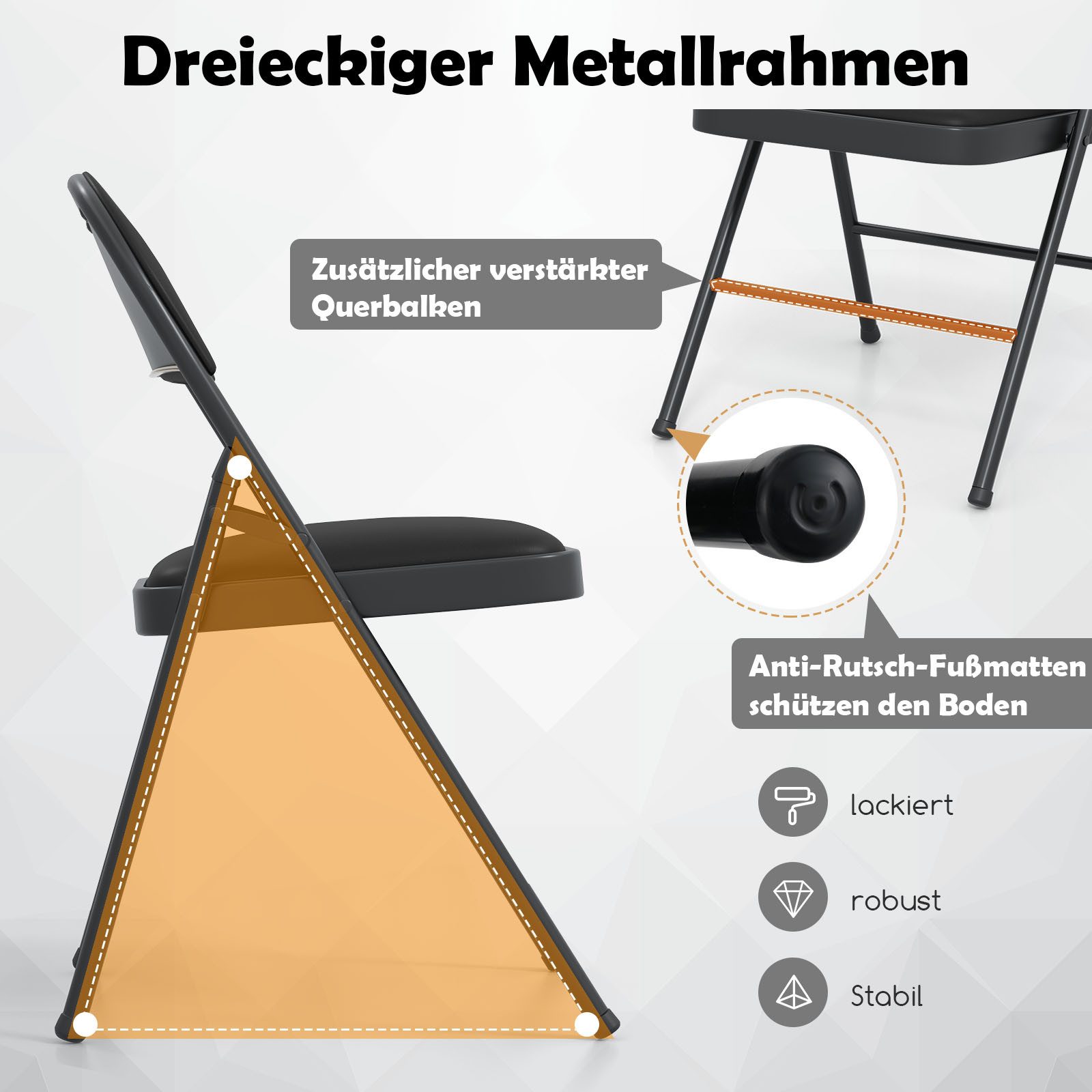 COSTWAY Klappstuhl (4 St), 2er set, gepolstert, Gartenstühle, Küchenstuhl, 150 kg