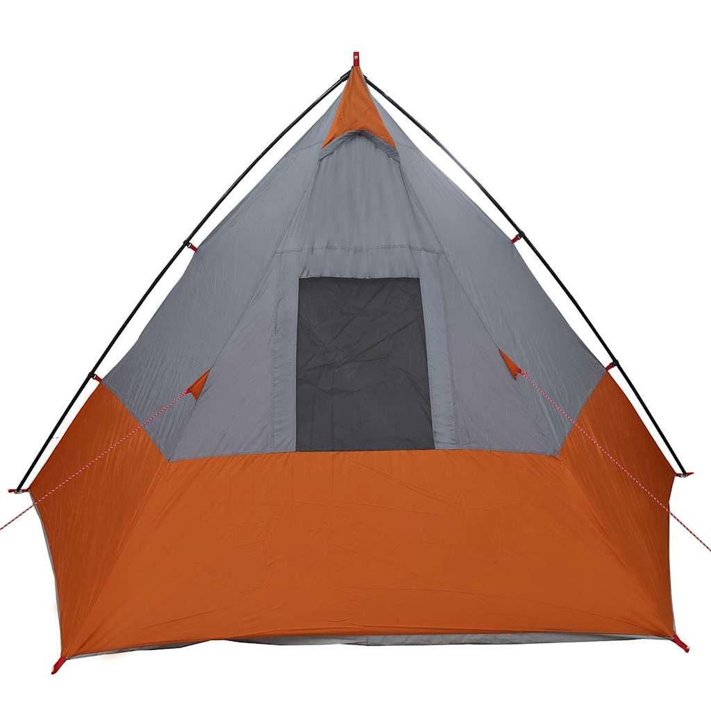 vidaXL Tipi-Zelt Tipi Zelt mit Dach Grau und Orange 383 x 338 x 217 cm Taft, (1 tlg)