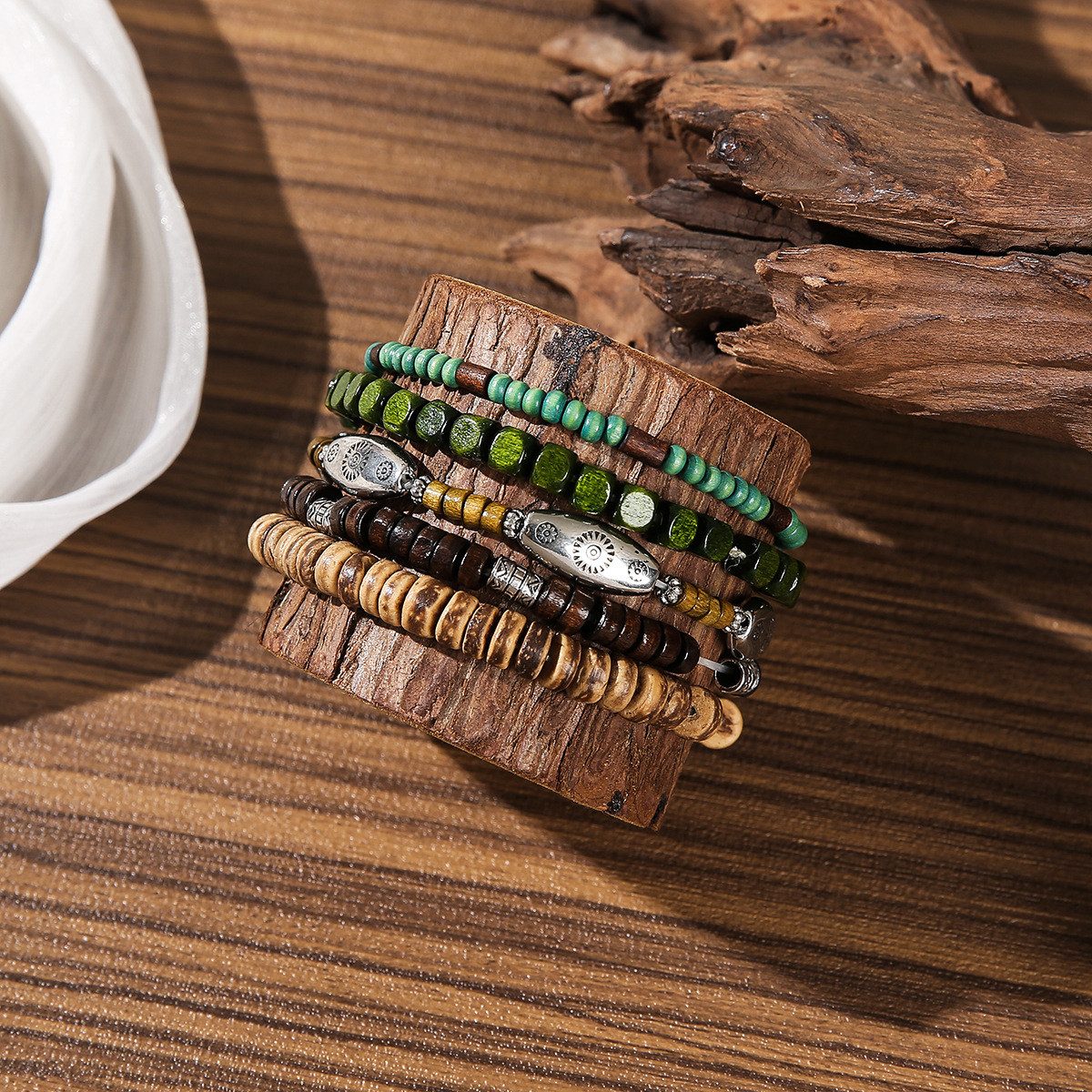 The Beauty House Armband 5er Set Armband Boho Vintage Schmuck mehrschichtige Perlenarmbänder, Ethno Hippie Stil für Alltag Festival