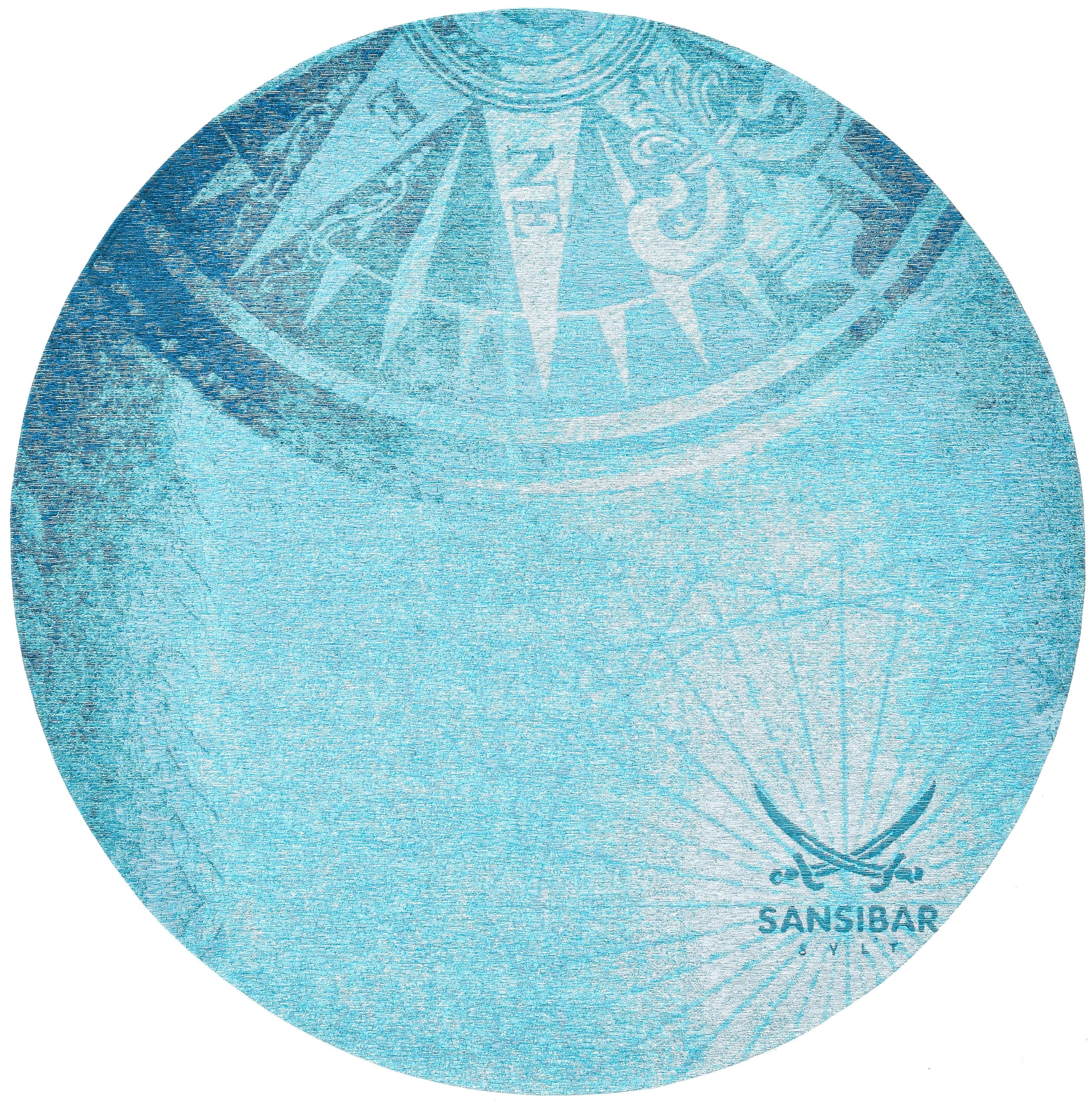 Teppich Keitum 011, Sansibar, rund, Höhe: 3 mm, Flachgewebe, modernes Design,  Motiv Kompass | Kurzflor-Teppiche
