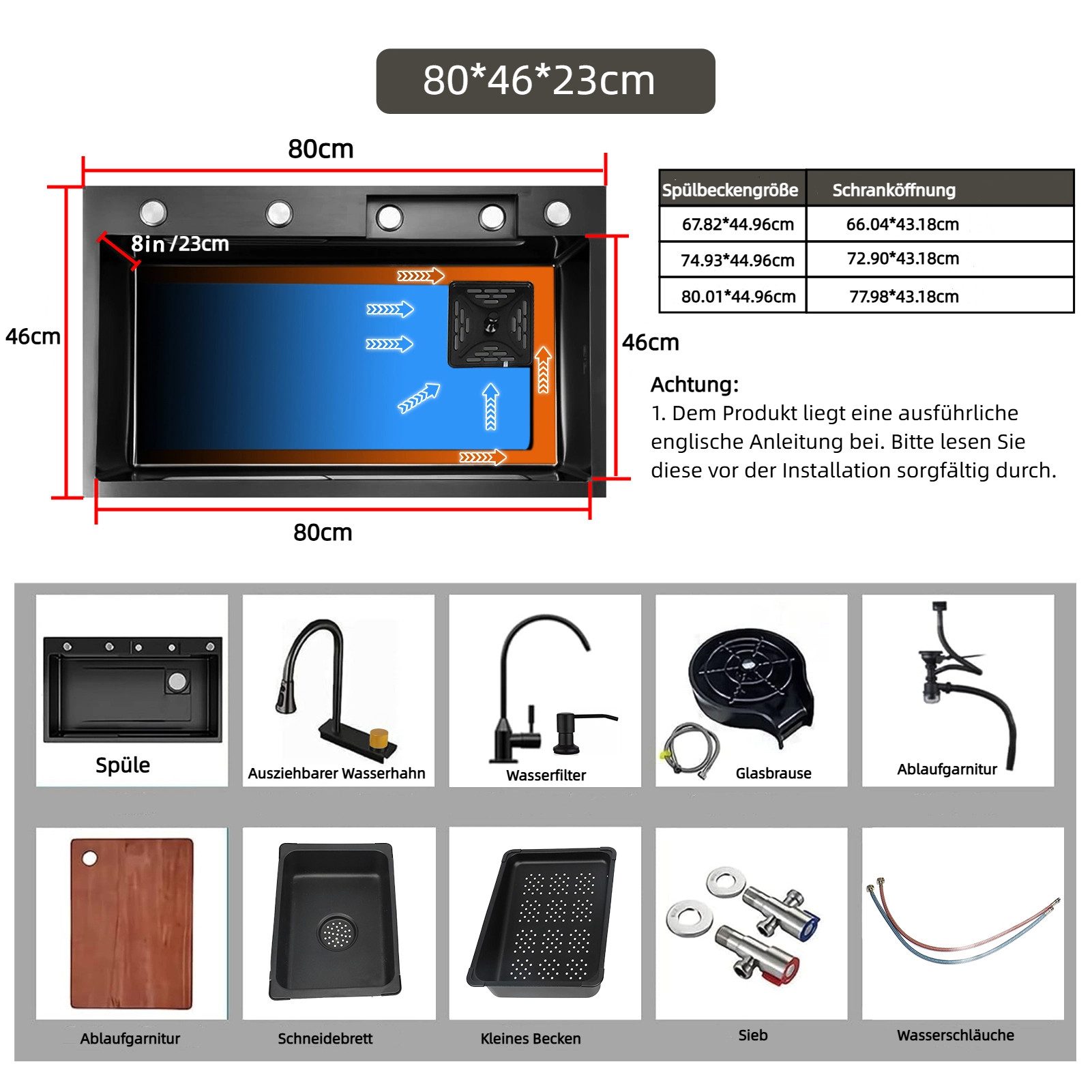cocosity Küchenspüle Edelstahl-Unterbau-Küchenspüle mit Schneidebrett für Z günstig online kaufen