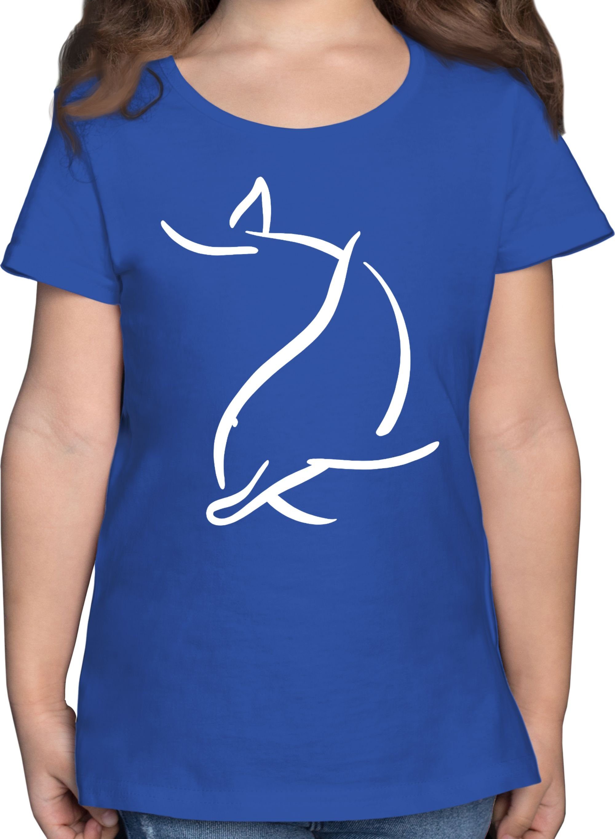 Shirtracer T-Shirt Simpler Delfin Tiermotiv Animal Royalblau 2 Print