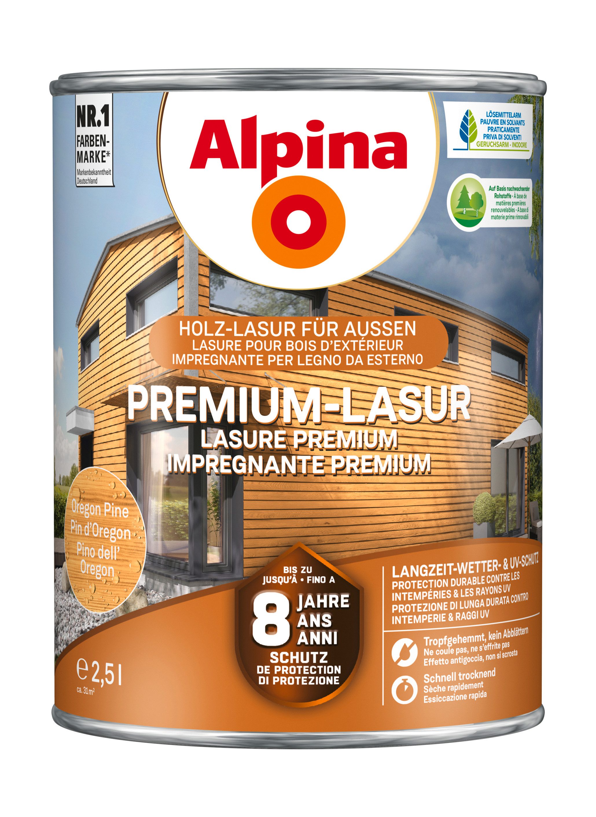 Alpina Lasur Premium-Lasur 2,5 Liter seidenmatt