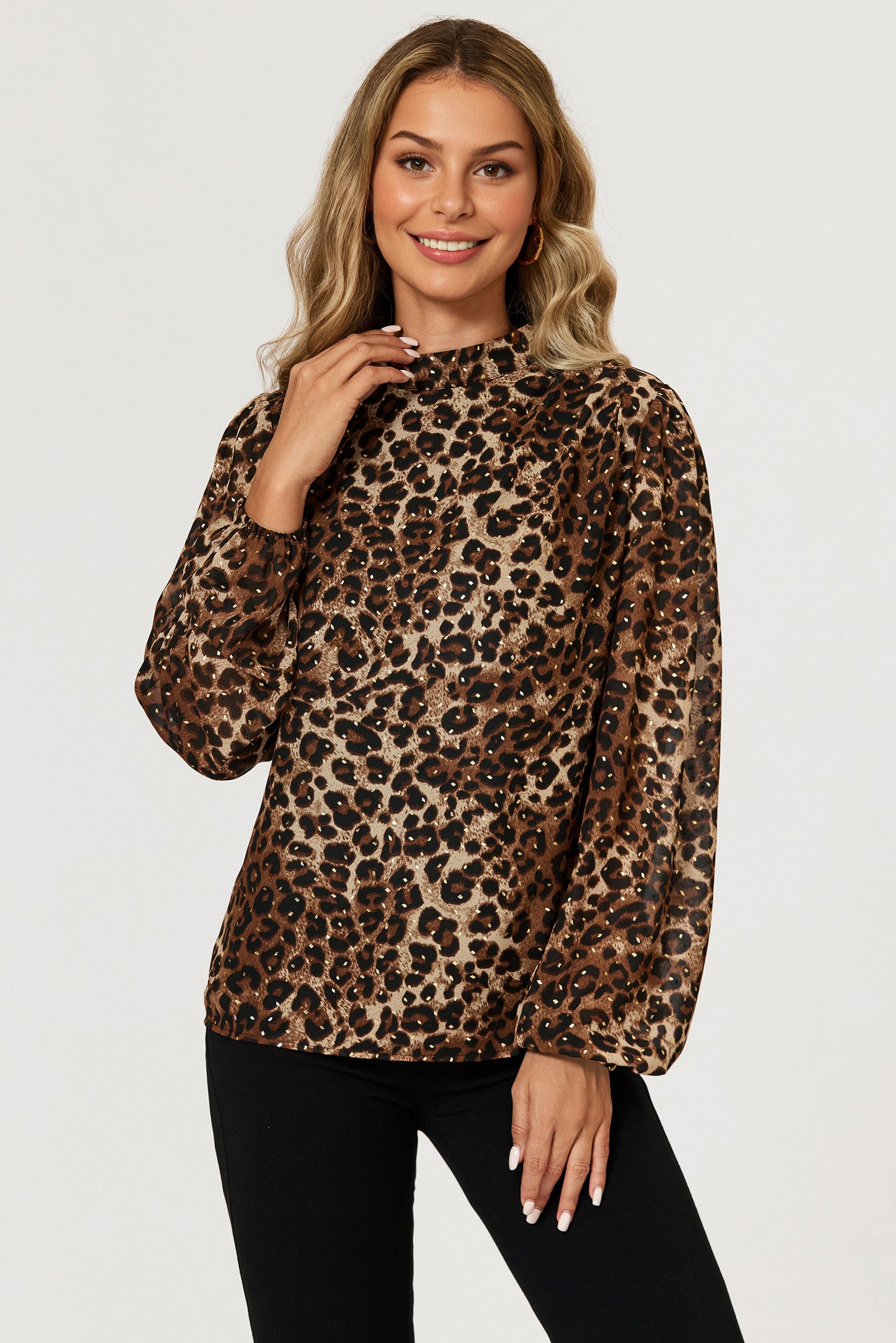 FS Collection Langarmbluse Damen Elegante Bluse mit Marmormuster, langärmliges Blusenoberteil (XS (EU:36 / UK:8) · S (EU:38 / UK:10) · M (EU:40 / UK:12) · L (EU:42 / UK:14) · XL (EU:44 / UK:16), 2 Farben: Schwarz und Weiß) Leicht, Glatt, Fließend und Formstabil