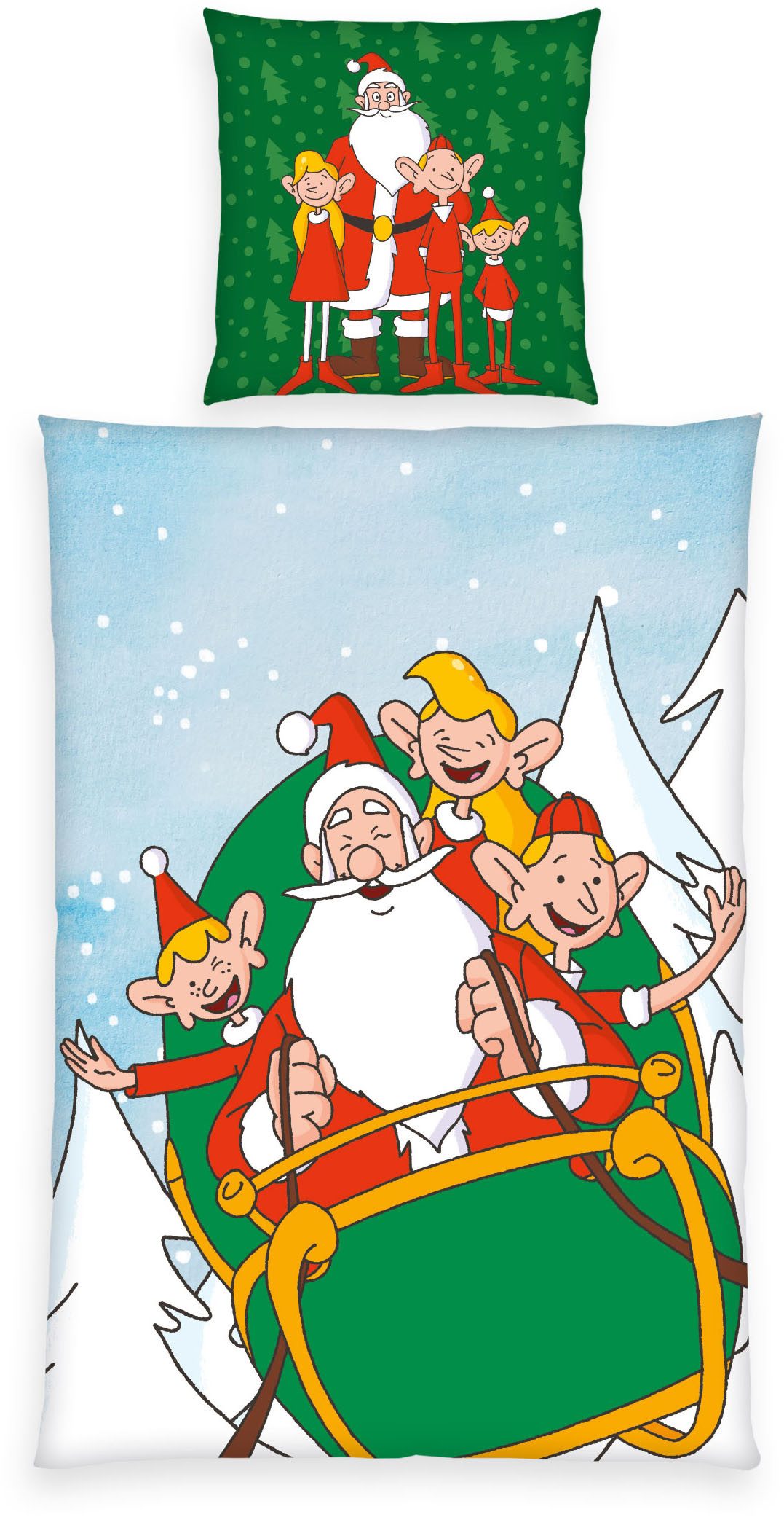 Wendebettwäsche Weihnachtsmann Co. KG, Flanell, 2 teilig, mit weihnachtlichem Motiv