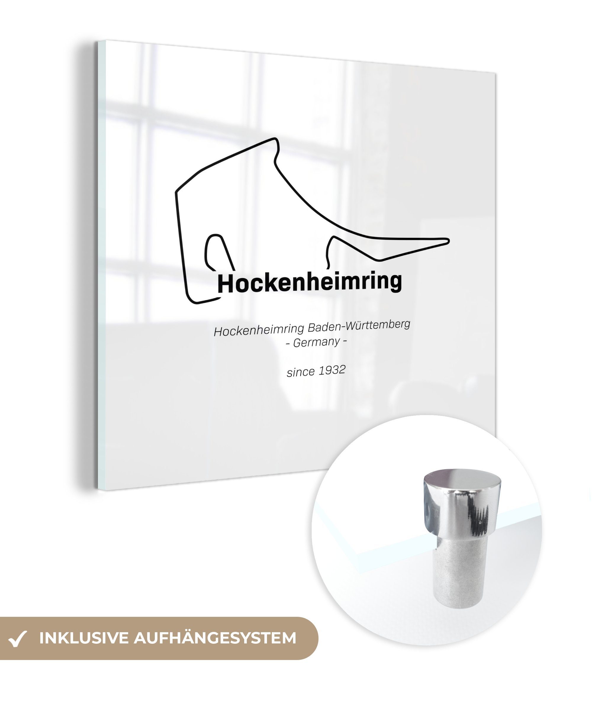 MuchoWow Acrylglasbild Formel 1 - Hockenheim - Rennstrecke, (1 St), Glasbilder - Bilder auf Glas Wandbild - Foto auf Glas - Wanddekoration