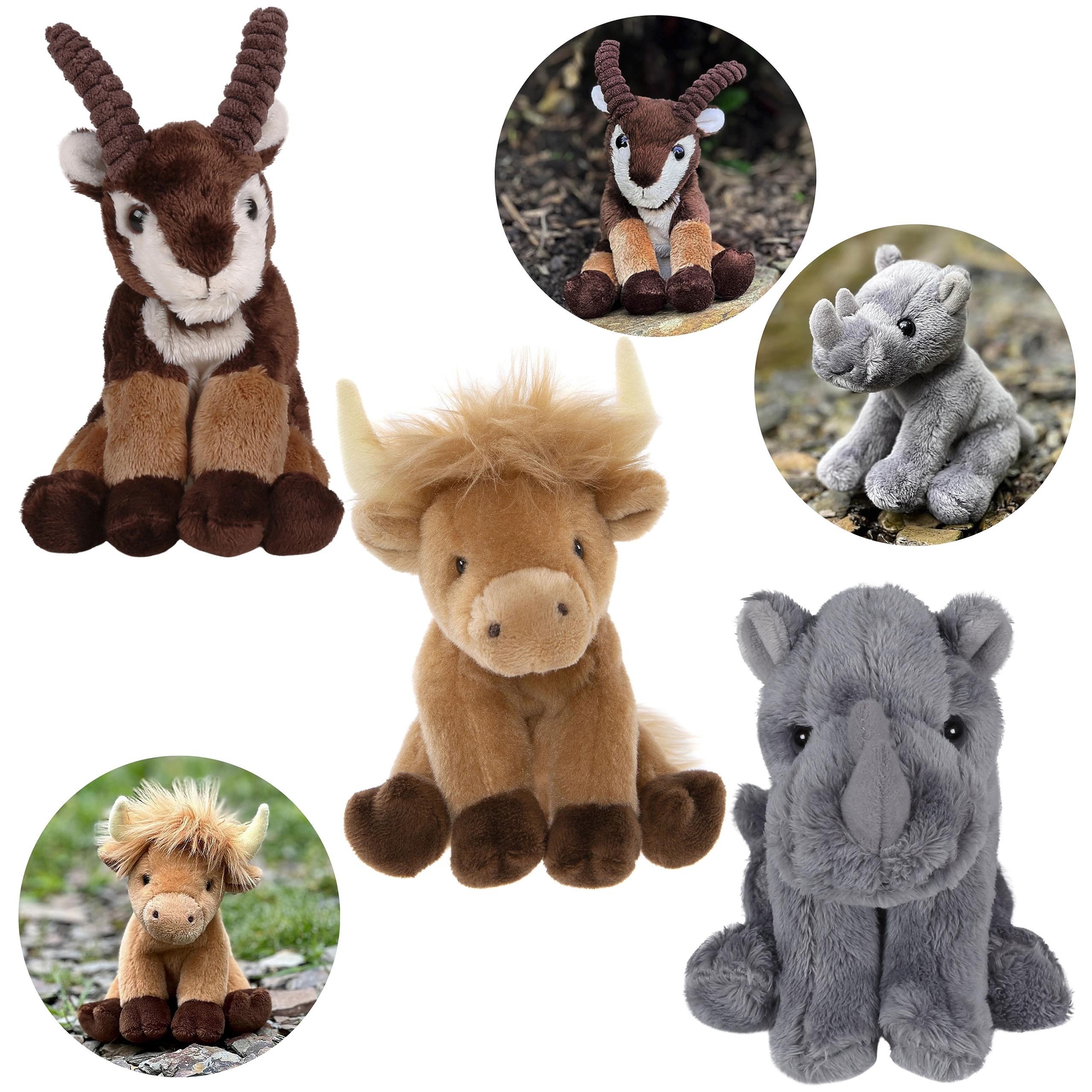 Kuscheltier Charlie Bears 3-Kuscheltiere, Cuddle Cubs: Ziege, Kuh, Nashorn