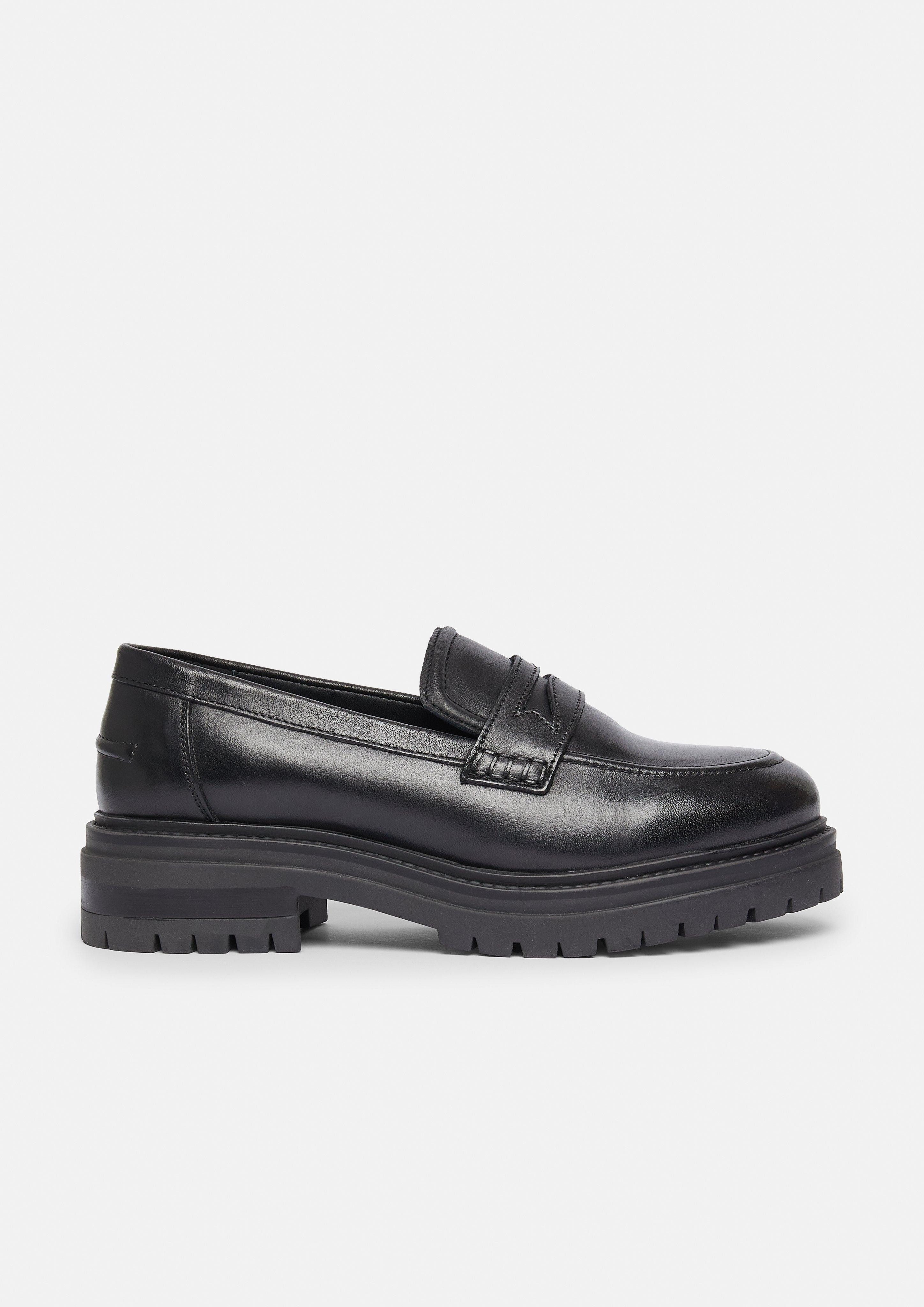 comma Leder-Loafers mit Plateausohle Sandale günstig online kaufen
