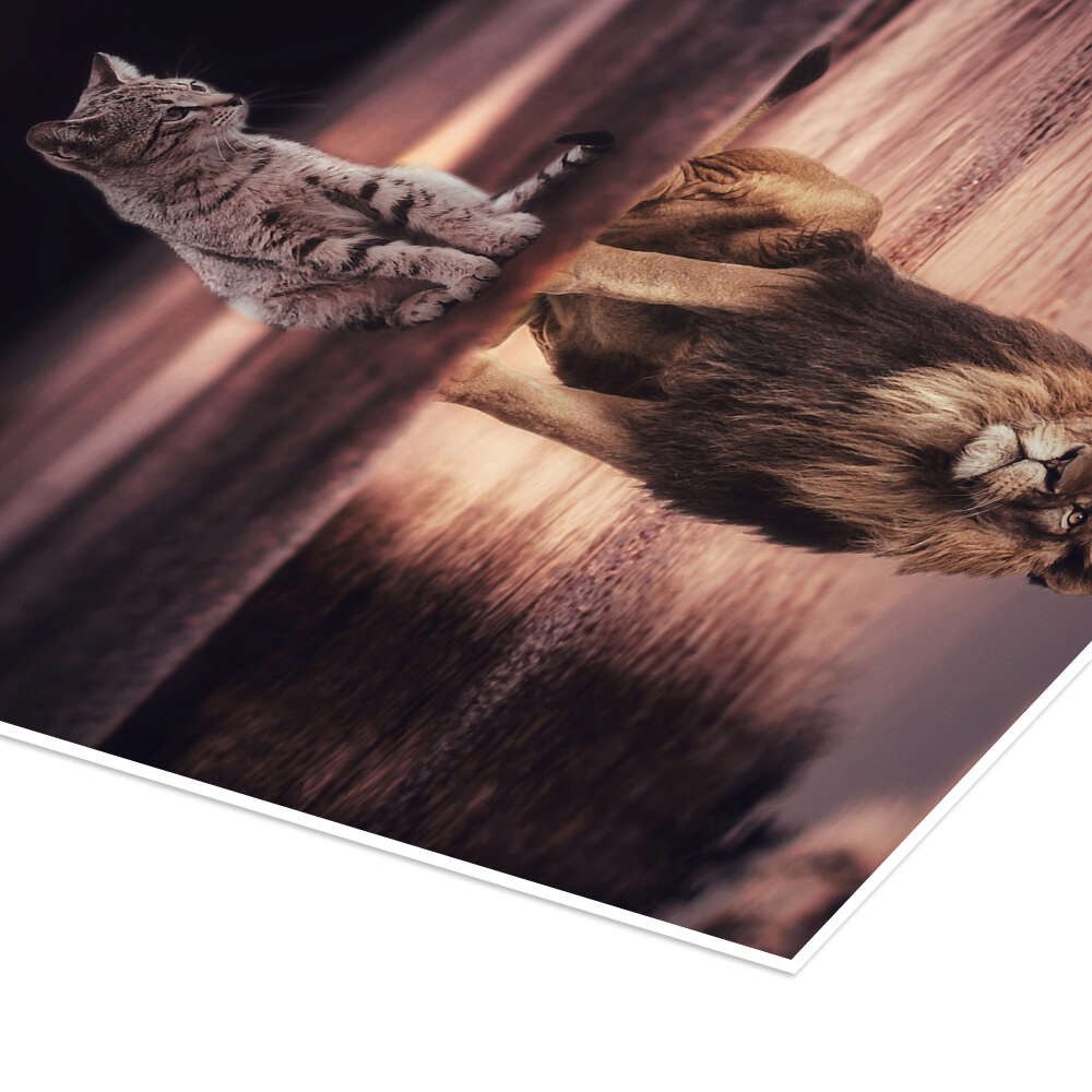 Posterlounge Wandbild Dream Big - Kleine Katze wird zum Löwen, Gen Z, erhältlich als Poster, Leinwandbild, Wandsticker oder Acrylglasbild