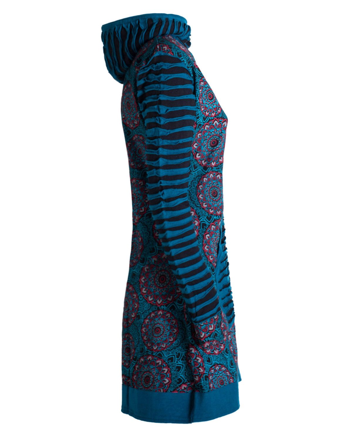 Vishes Kurzmantel Damen Blumen Mandala Jersey-Mantel Hippiemantel Kapuzenmantel Hoodie, Ethno Style