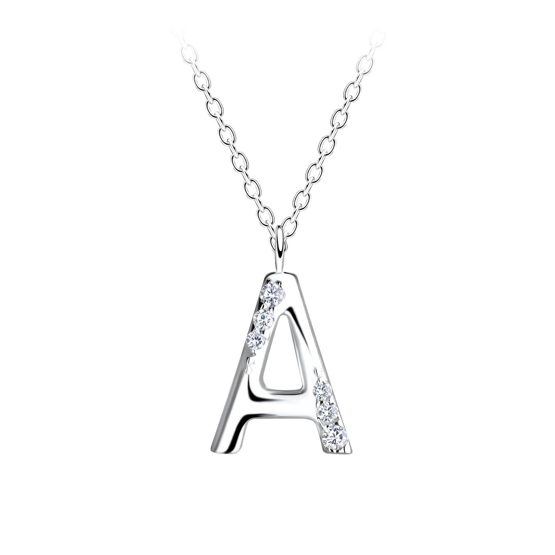 ALEXANDER YORK Kette mit Anhänger Buchstabenanhänger A, 2-tlg., 925 Sterling Silber