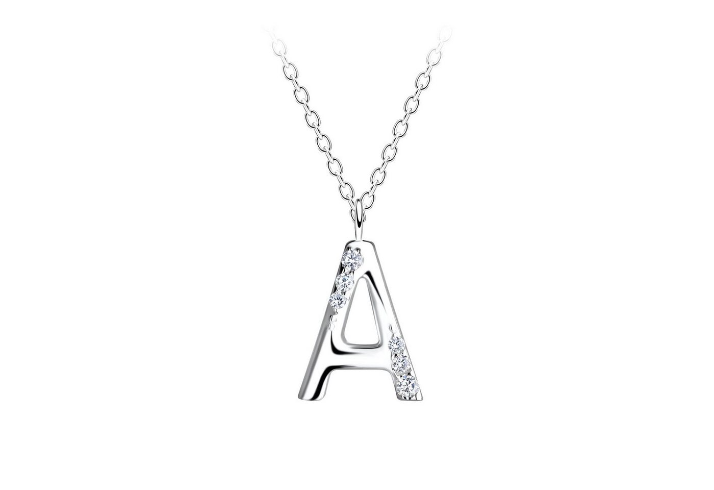 ALEXANDER YORK Kette mit Anhänger Buchstabenanhänger A, 2-tlg., 925 Sterling Silber