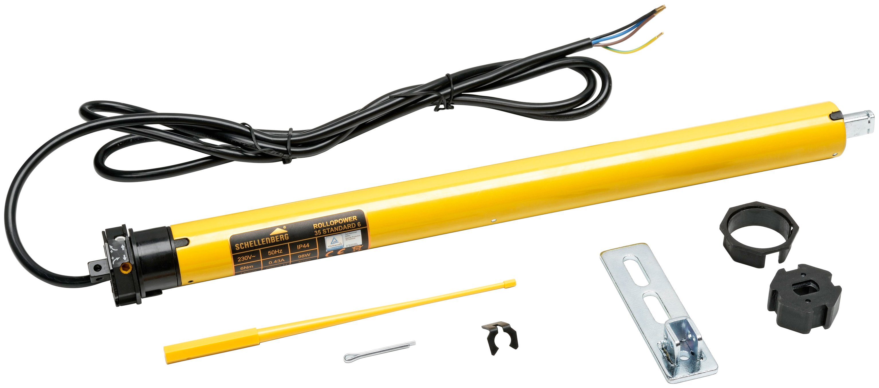 SCHELLENBERG Rollladenmotor Standard, Rohrmotor mit mechanischer Endlageneinstellung, geeignet für 40 mm Rollladenwelle, Mini, 6 Nm, Zugkraft 15 kg
