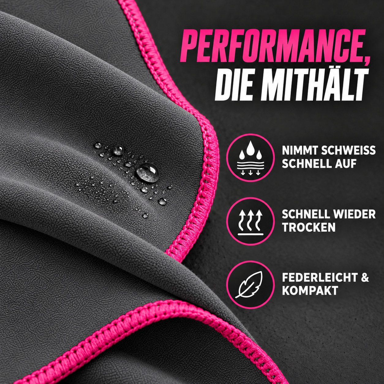 NirvanaShape Sporthandtuch NirvanaShape Mikrofaser Fitnesshandtuch mit Ecktasche und Knöpfen, saugfähig, leicht, schnelltrocknend, für Reisen, Fitness, Yoga, Sa – Bild 4 von 5