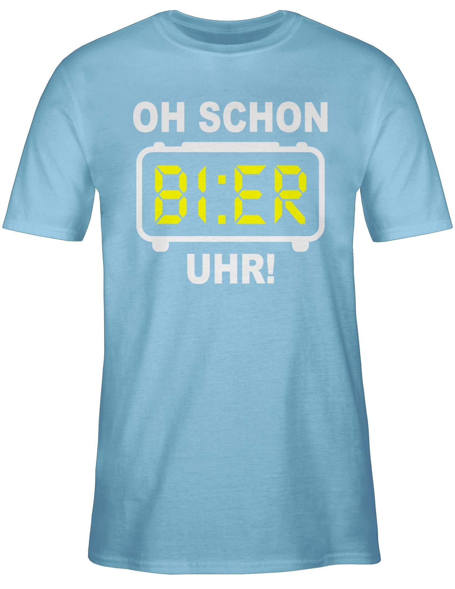 Uhr! T-Shirt schon Herren Shirtracer Hellblau 02 Weiß Alkohol Bier Oh Party &