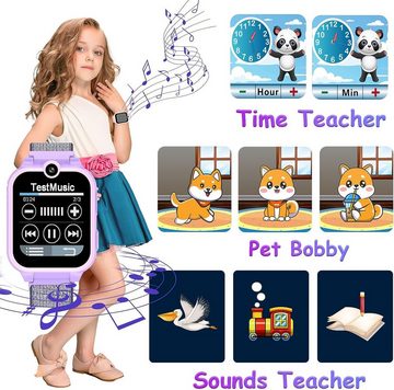 PTHTECHUS Smartwatch (1,44 Zoll), Kinder Telefon Uhr mit Zwei Wege Gespräch MP3 Dual Kamera 4-15 Jahre