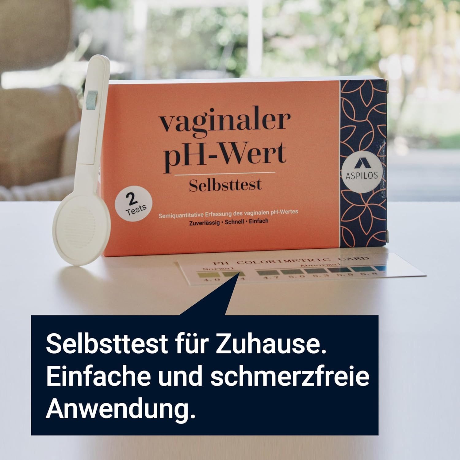 ASPILOS Harnsäure-Teststreifen Vaginaler pH-Selbsttest schnelle Ergebnisse für Zuhause in Sekunden, 2 x Teststreifen, semiquantitative Erfassung des vaginalen pH-Wertes 2-St., Vaginitis, medizinischer Schnelltest, pH-Teststreifen, Labor-Qualität