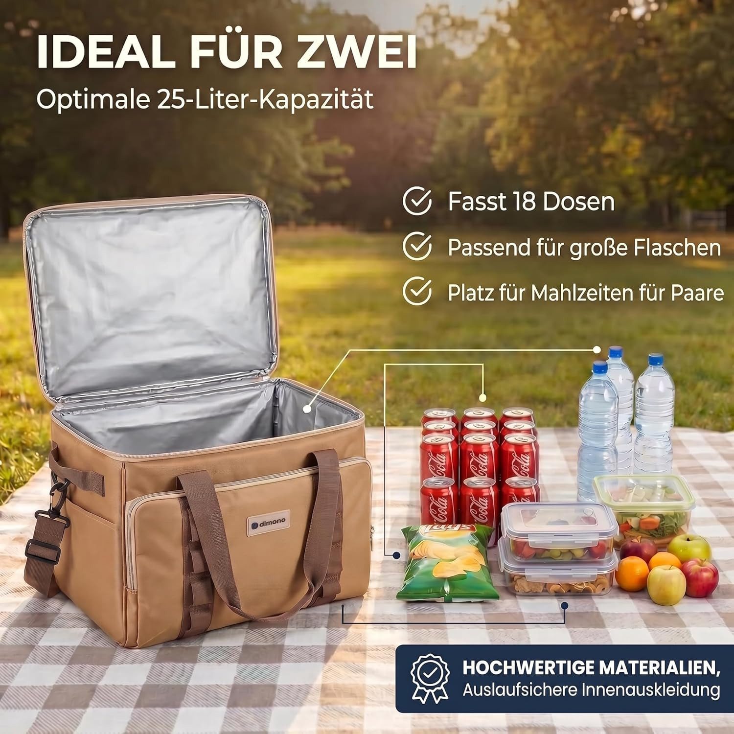 Goods+Gadgets Thermobehälter Kühltasche wasserdicht Thermobehälter Isoliertasche Camping & Picknick, Polyestergewebe, (XXL, Isotasche), Camping-Tasche Wärmetasche