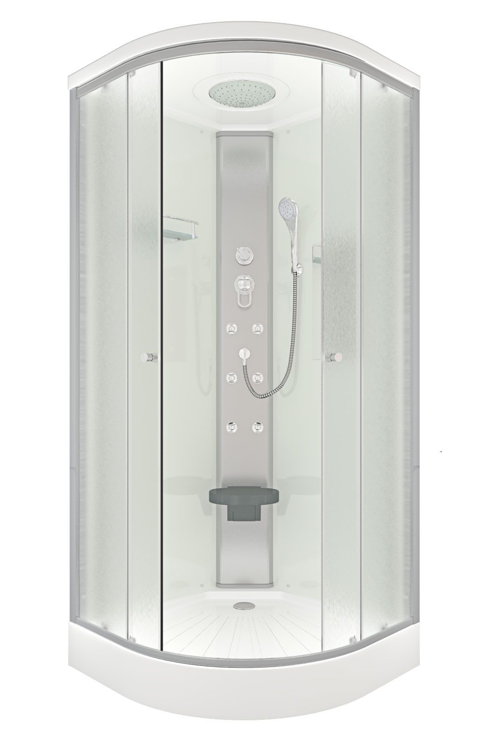 AcquaVapore Komplettdusche Dusche Fertigdusche D10-20M0 Weiß 100x100, Sicherheitsglas ESG, inklusive Duschwanne, Höhenverstellbar, Mit Bauanleitung, Mit Spiegel, Gehärtetes Glas, Inte