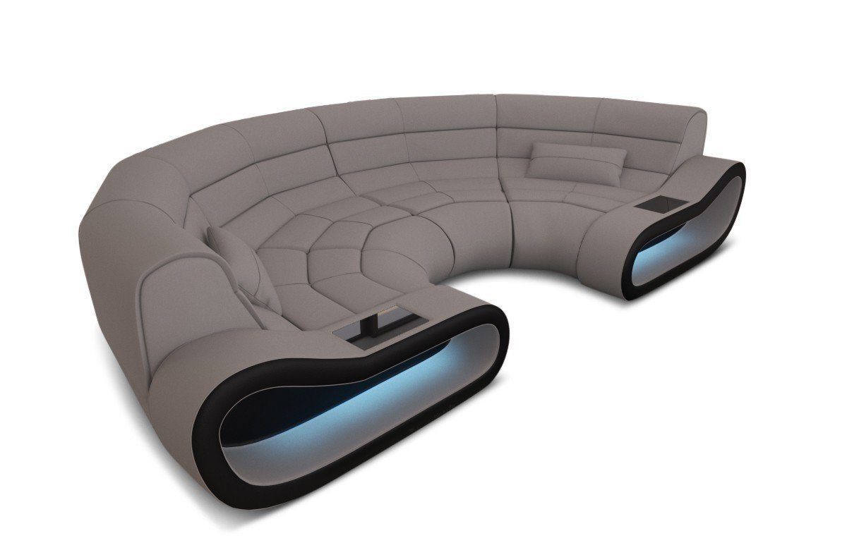 Rückenlehne Bigsofa Sofa C76 Ecksofa Designersofa Stoffsofa, Dreams Stoff ergonomischer Couch hellgrau-weiß mit Polster Concept Sofa