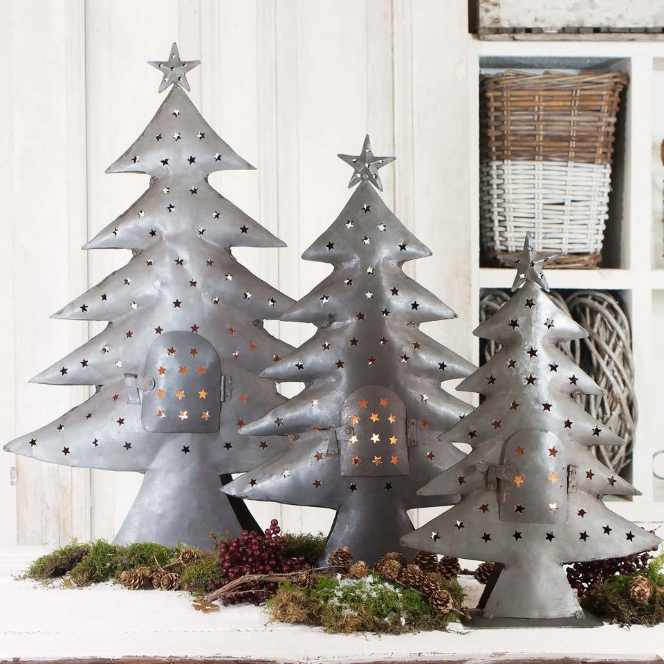 Paulslandhaus Adventsleuchter Tannenbaum Teelichthalter Metall Windlicht  Weihnachtsbaum