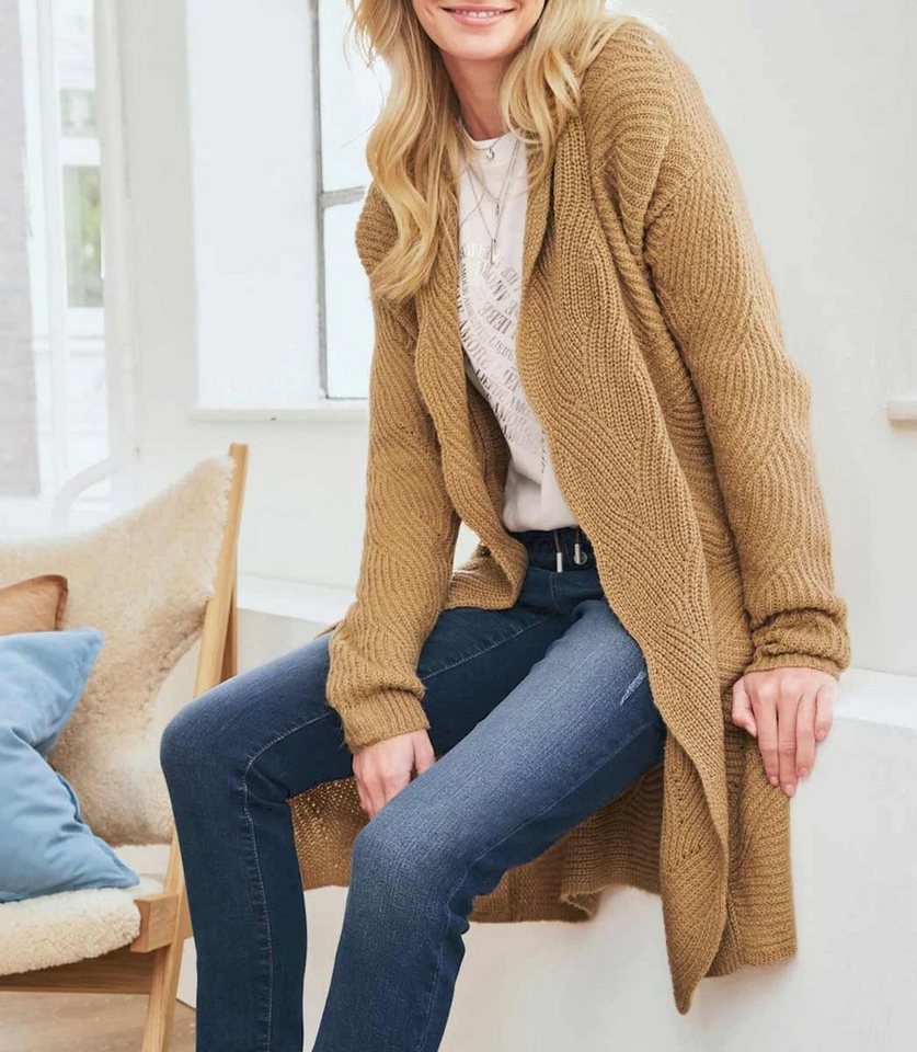 heine Strickjacke LINEA TESINI Damen Designer-Strukturstrickjacke, camel