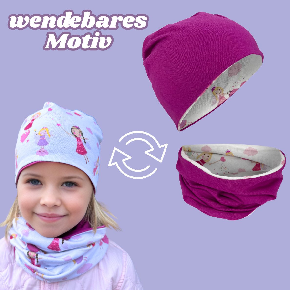 HECKBO Beanie HECKBO Kinder Mädchen Jungen Beanie Mütze & Loop-Schal Set – Bild 2 von 5