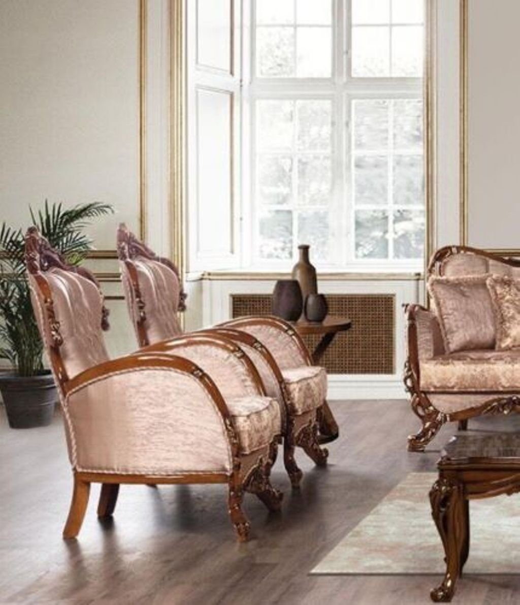 (1-St) Sofa Chesterfield-Sessel Sessel Sitz Stoff Ohrensessel Polster Design Sitzer JVmoebel Textil Barock