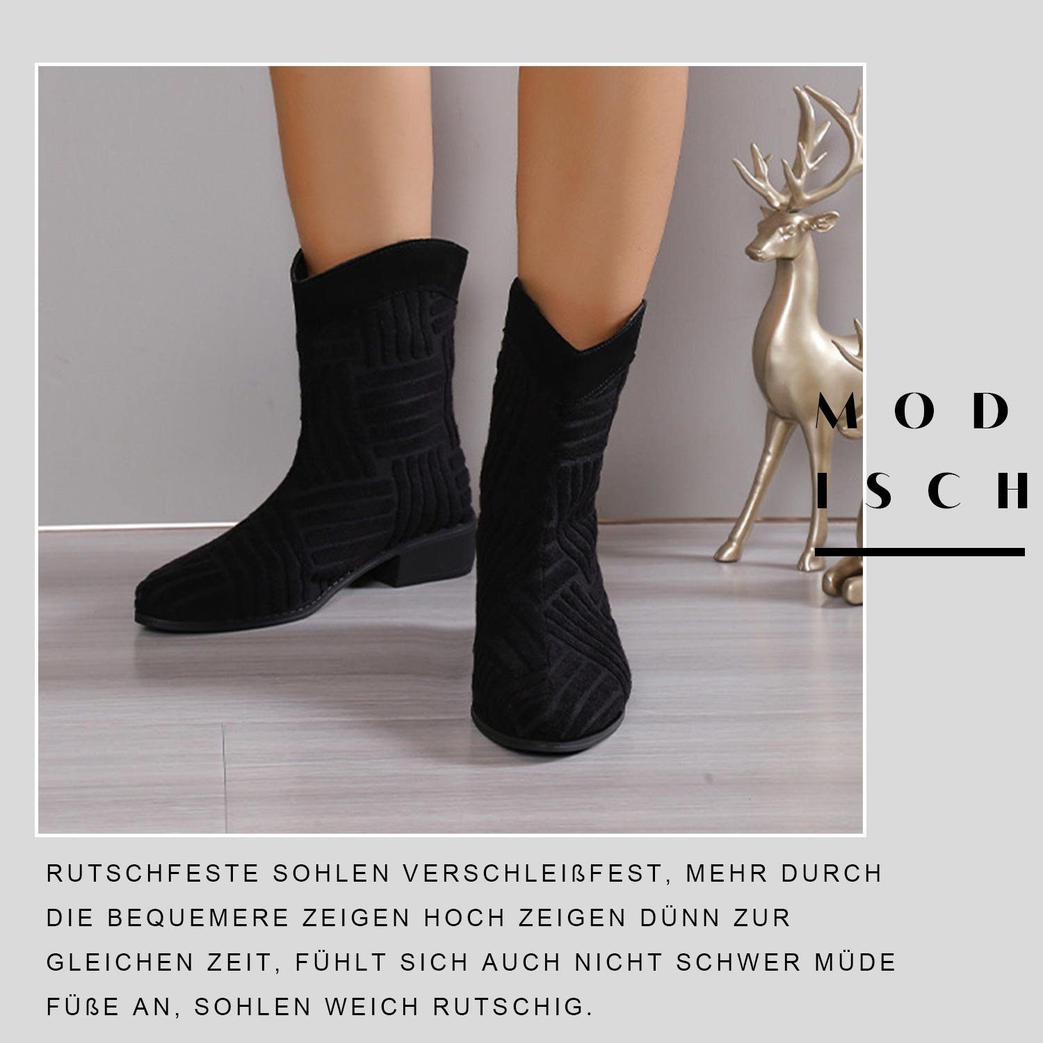 Daisred Winterboots für Schuhe Knöchel Damen Stiefelette Schwarz Frottee Stiefel