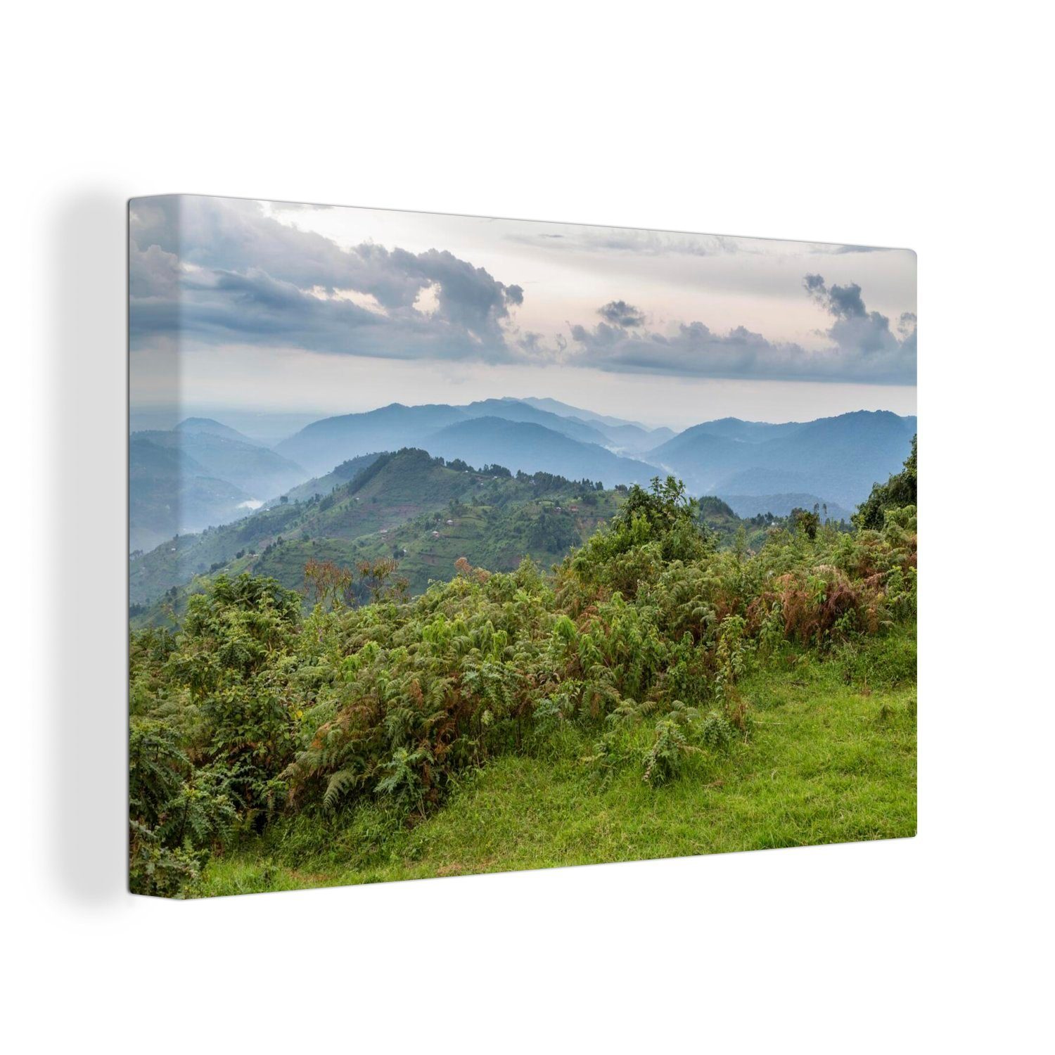 OneMillionCanvasses® Leinwandbild Dunkle Wolken über dem Regenwald des Bwindi Impenetrable National Park, (1 St), Wandbild Leinwandbilder, Aufhängefertig, Wanddeko, 30x20 cm
