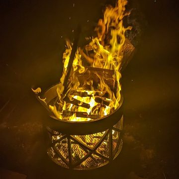BBQ-Toro Feuerkorb "Plum" Ø 42 cm inkl. Schürhaken, Antik-Rost-Optik, Garten und Terasse
