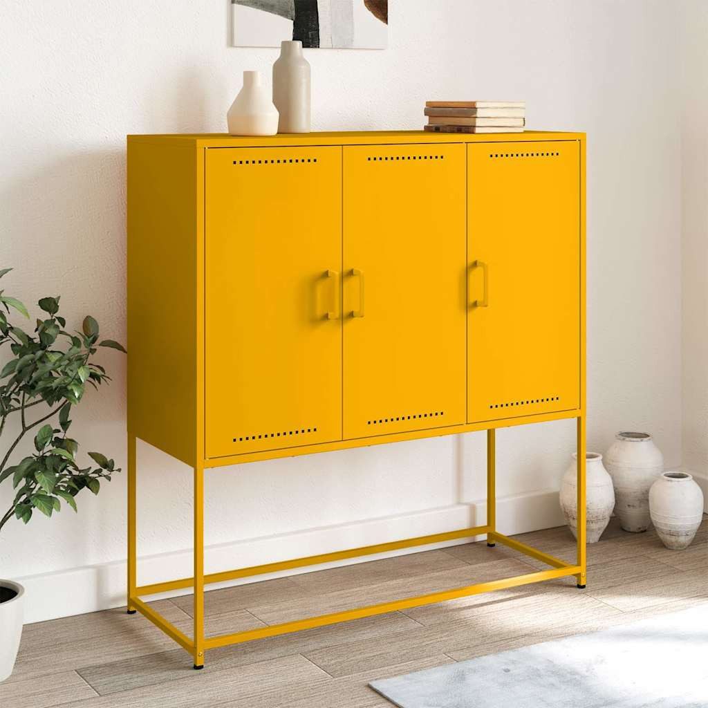 vidaXL Highboard Highboard Senfgelb 100,5x39x107 cm Stahl (1 St)