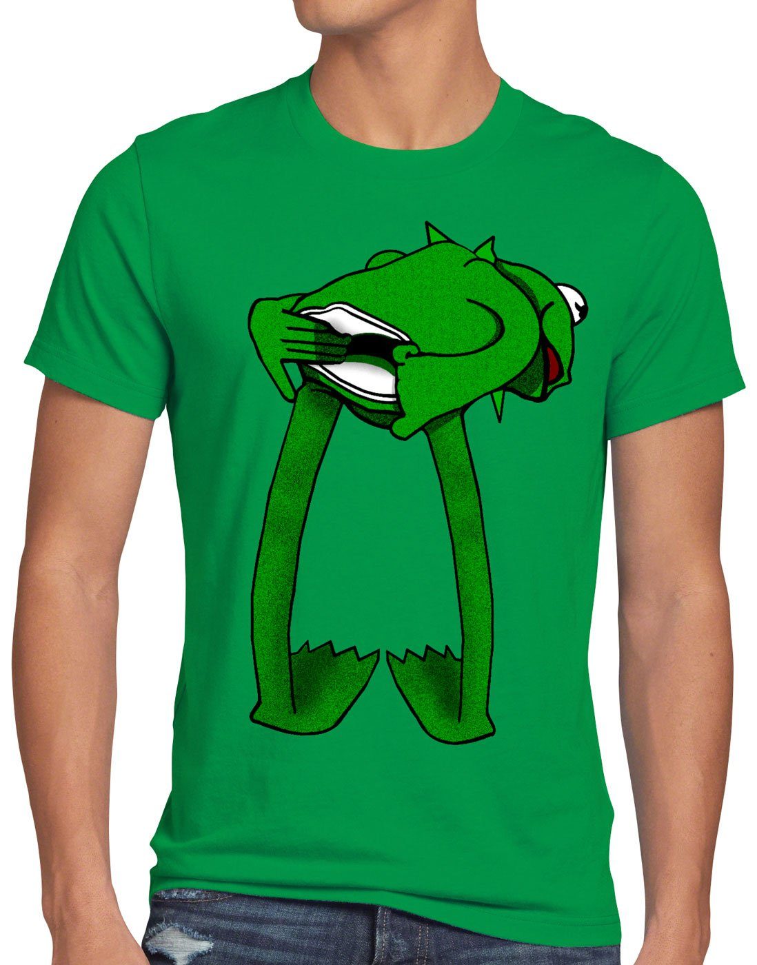 style3 Print-Shirt Herren T-Shirt Kermit handpuppe Frosch schwarz