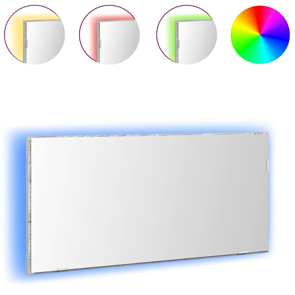 vidaXL Badspiegel, Spiegel Hellgrau Sonoma 80 x 37 cm Glas und engineered Holz