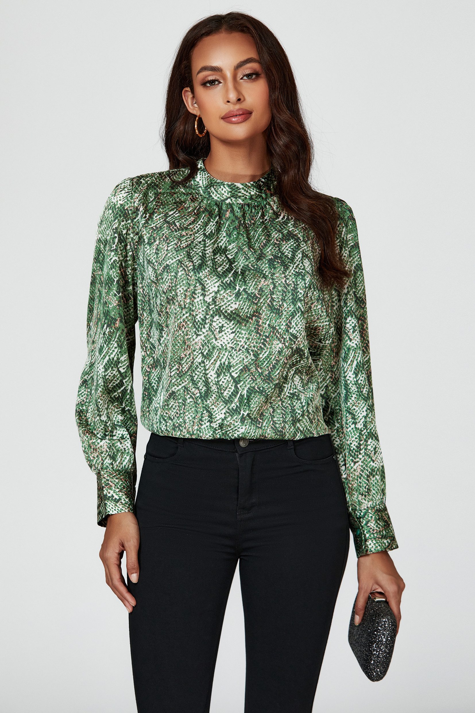 FS Collection Langarmbluse Damen Langärmelige Bluse - Bluse mit Blumenmuste günstig online kaufen